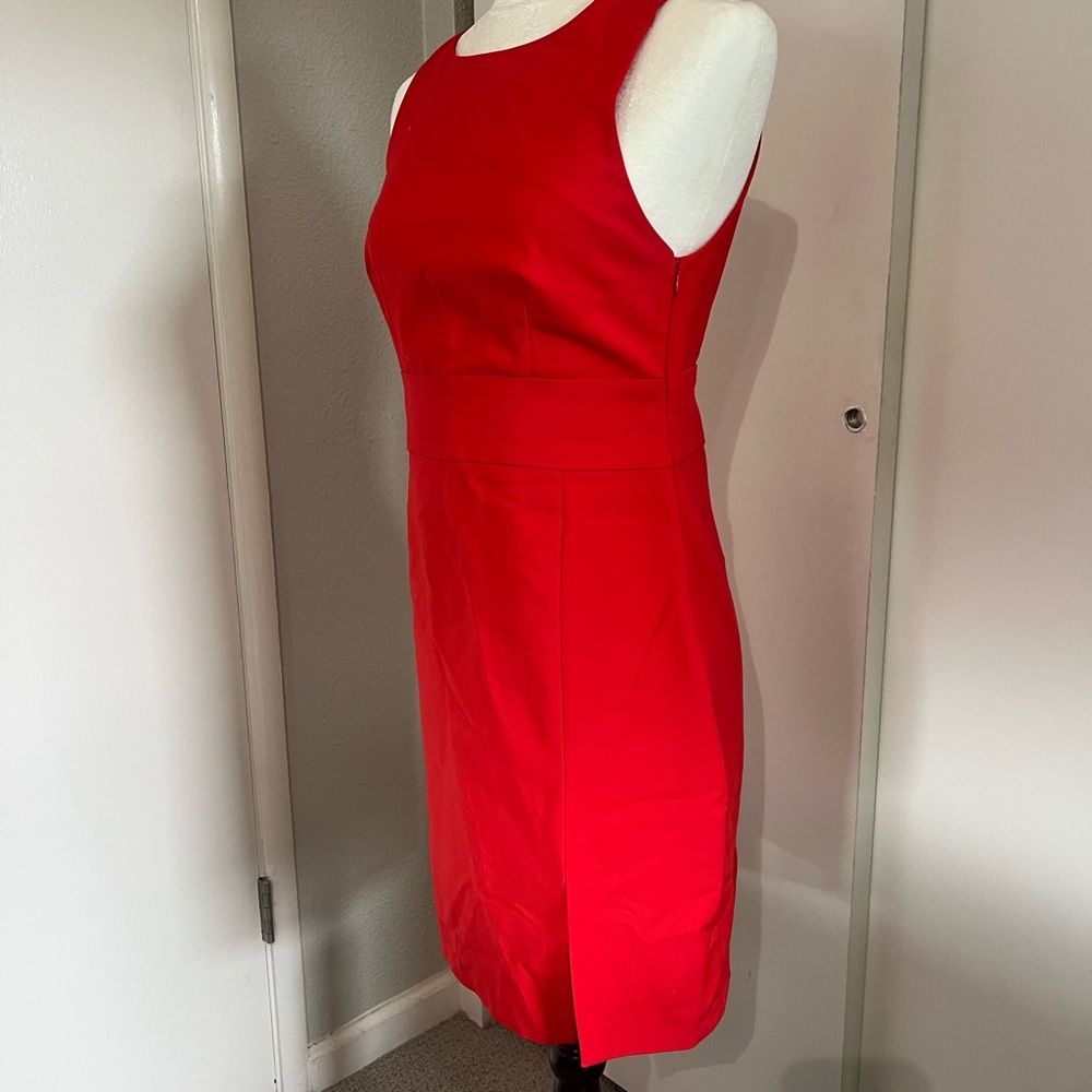Zara Red Sheath Midi Dress Crew Neck Sleeveless